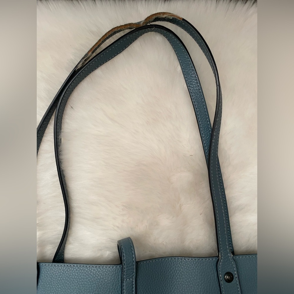 Coach Teal Leather Tote Bag - Picture 6 of 12